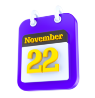 November calendar 3D day 22 png