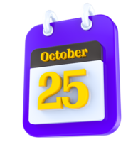 October calendar 3D day 25 png