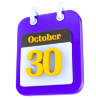 October calendar 3D day 30 png