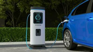 ev ricarica stazione, pulito energia Riempimento tecnologia, elettrico auto ricarica video