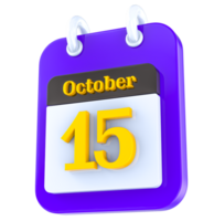 octubre calendario 3d día 15 png