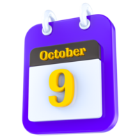octubre calendario 3d día 9 9 png