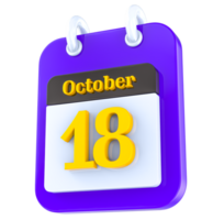 octubre calendario 3d día 18 png