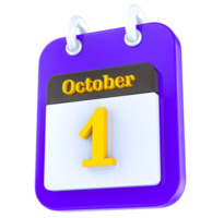 October calendar 3D day 1 png