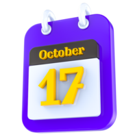 octubre calendario 3d día 17 png