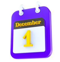 December calendar 3D day 1 png