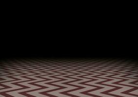 Red zig-zag floor in the darkness. Horizontal abstract dark background. Mystic room, vector illustration.
