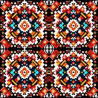 Geometric ethnic pattern. Pixel pattern. Design for clothing, fabric, background, wallpaper, wrapping, batik. Knitwear, Embroidery style. Aztec geometric art ornament print.Vector illustration vector