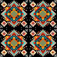 Geometric ethnic pattern. Pixel pattern. Design for clothing, fabric, background, wallpaper, wrapping, batik. Knitwear, Embroidery style. Aztec geometric art ornament print.Vector illustration vector