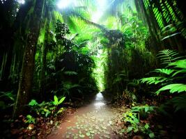AI generated beautiful tropical jungle in thailand photo