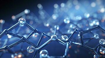 Molecular structure blue cells background fresh style, Generative AI photo