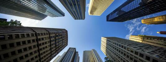 Central Business District, Office building low angle photography, generative ai photo