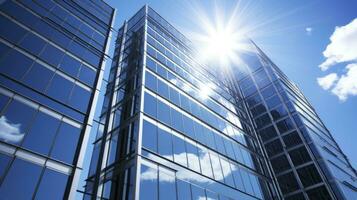 Architecture and construction rendering, Reflective business office building, Generative AI photo