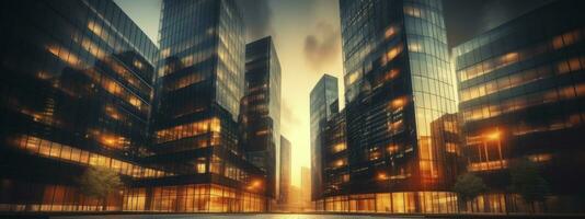 Central Business District, Office building low angle photography, generative ai photo