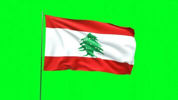 Flag of Lebanon on green background, Flag looping video