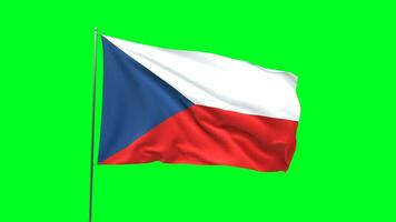 Flag of Czech on green background, Flag looping video