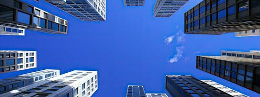 Central Business District, Office building low angle photography, generative ai photo