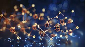 Molecular structure blue cells background fresh style, Generative AI photo