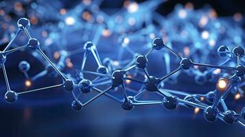 Molecular structure blue cells background fresh style, Generative AI photo