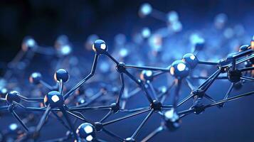 Molecular structure blue cells background fresh style, Generative AI photo