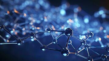 Molecular structure blue cells background fresh style, Generative AI photo