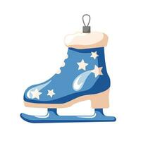 Christmas tree decoration in shape of ice skate. Cartoon style. Vector illustration isolated on a white background.