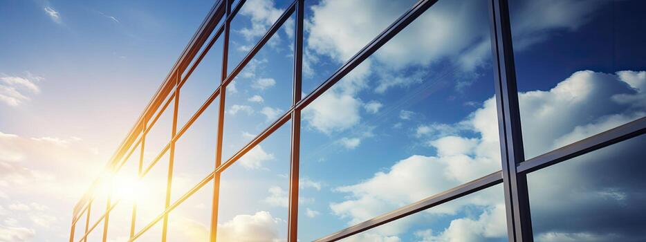 Architecture and construction rendering, Reflective business office building, Generative AI photo