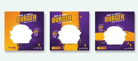 Fast food social media banner or web banner template for restaurant. vector