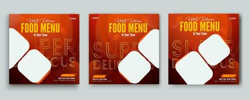 Food menu banner social media post.Editable social media templates for promotions on the Food menu.food restaurant business marketing social media post or web banner template design. vector