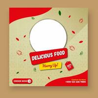 Food social media post template set.Restaurant social media square banner template for business promotion. vector