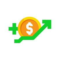 increase income, rising dollar value concept illustration flat design vector icon