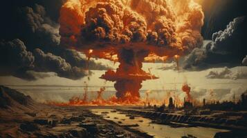 Nuclear war, collage style, Generative AI photo