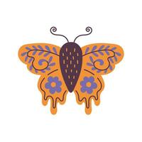 Celestial moth with botanical ornament vector