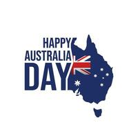 Happy Australia day vector typography illustration with an Australia map silhouette. Australia Day greeting card, poster, banner, template, postcard deign. 26 January Australia day Typographic Design.