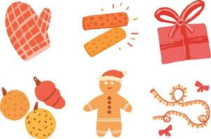 Christmas Stickers the collection in a cute style with traditional elements vector