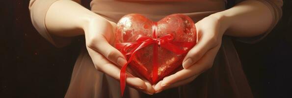 Gift to a hand that show my big love for him, close up, copy space, Generative AI photo