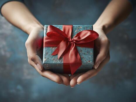 Gift to a hand that show my big love for him, close up, copy space, Generative AI photo