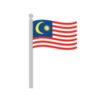 Flag of Malaysia on flagpole isolated png