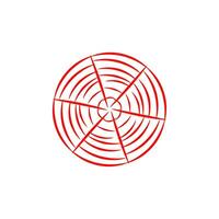 a red and white circle with a spiral in it vector
