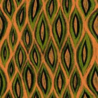 70s style geometric seamless pattern. Retro hand drawn wavy texture in green and orange colors. Painted with brush vintage background with geometric curves vector