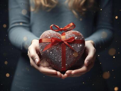 Gift to a hand that show my big love for him, close up, copy space, Generative AI photo