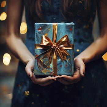 Gift to a hand that show my big love for him, close up, copy space, Generative AI photo