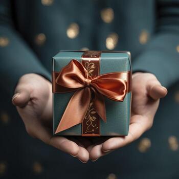 Gift to a hand that show my big love for him, close up, copy space, Generative AI photo