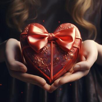 Gift to a hand that show my big love for him, close up, copy space, Generative AI photo