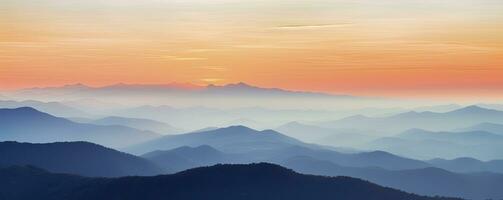 montaña paisaje a atardecer, generativo ai foto