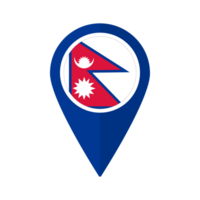 Flag of Nepal flag on map pinpoint icon isolated blue color png