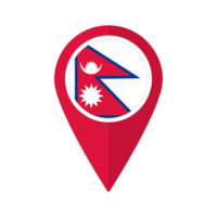 bandiera di Nepal bandiera su carta geografica Pinpoint icona isolato rosso colore png