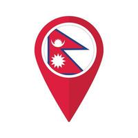 bandera de Nepal bandera en mapa determinar con precisión icono aislado rojo color vector