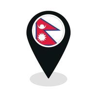 Flag of Nepal flag on map pinpoint icon isolated black color vector