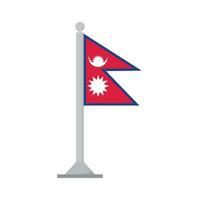 bandera de Nepal en asta de bandera aislado vector